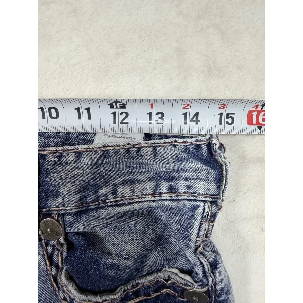 True Religion Ricky Flap Super T Acid Wash Jean Mens SZ 28 Blue Denim Y2K Grunge